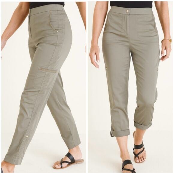 Chico's Secret Stretch Luxe Utility Convertible Crop to Ankle Pant Green 3/16/XL - Picture 1 of 12